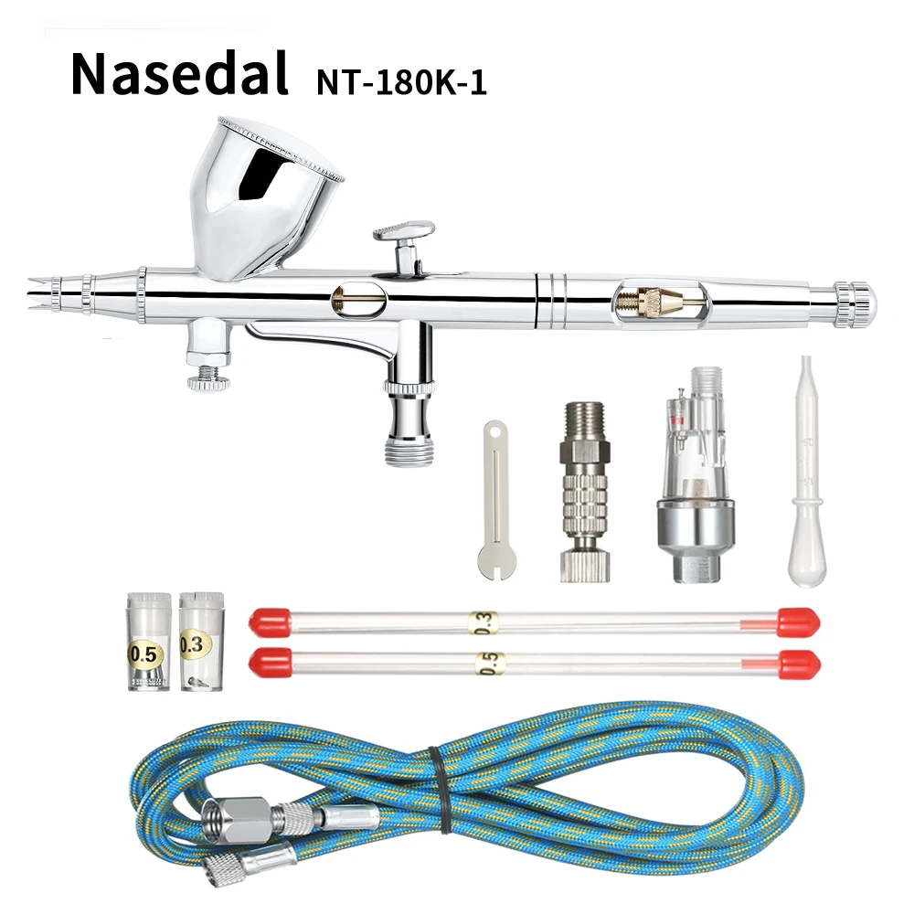 Nasedal двойного действия 0,2 мм/0,3 мм/0,5 мм 9cc Аэрограф краска для ногтей пистолет-распылитель макияж Air кисть набор краски для лица тату-арт DIY инструмент