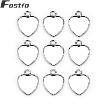 

50pcs/lot Stainless Steel Heart Pendant Base Fit 12*12mm Cabochon Settings Tray Base For DIY Necklace Pendant Jewelry Making