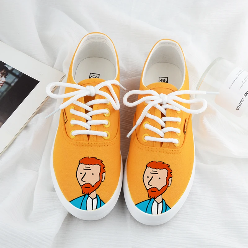 الأصلي رسمت باليد فتاة غريبة أحذية منخفضة لمساعدة الفتيات طالب Ins شارع فوز أحذية تزلج