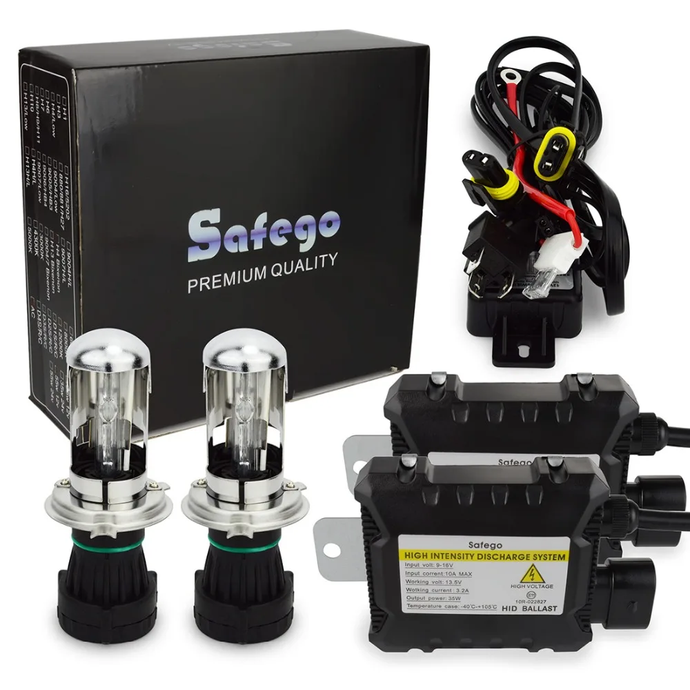 Safego 35W Car light bulbs h4 3 High Low H4 kit bixenon HID Kit H4 H13