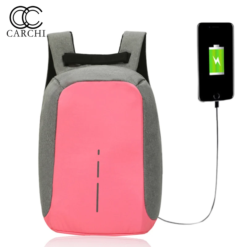 CARCHI New Women Backpacks Female Oxford Anti Theft Backpack Bag USB Charge 15 Inch Laptop Mochila