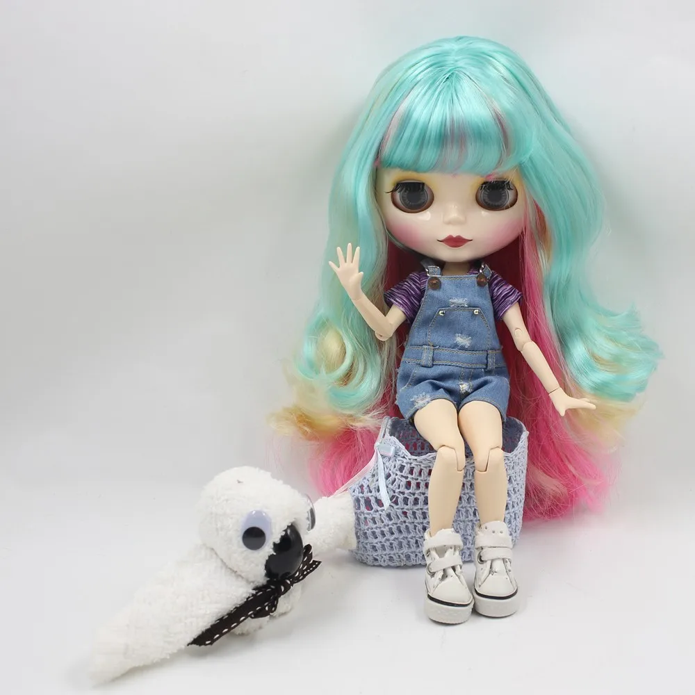 ICY DBS Blyth Doll Series No.230BL2369/313/4268 Green mix Purple and Yellow  hair white skin Joint body Neo 1/6 BJD