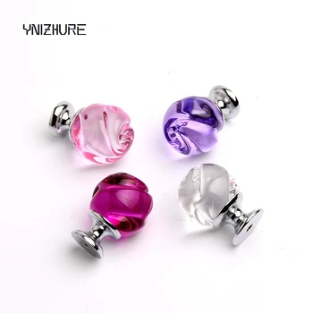 

1Pc 32mm Crystal Rose Glass Clear Cabinet Knob Drawer Pull Handle Kitchen Door Wardrobe Hardware Knobs 4 color