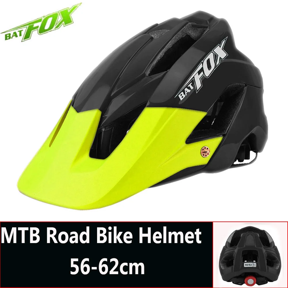 BATFOX Men Cycling Road Mountain Bike Helmet Capacete Da Bicicleta Mtb Cycling Helmet Bike Casco Bicycle Helmet cascos bicicleta - Цвет: 5002-Black-Green