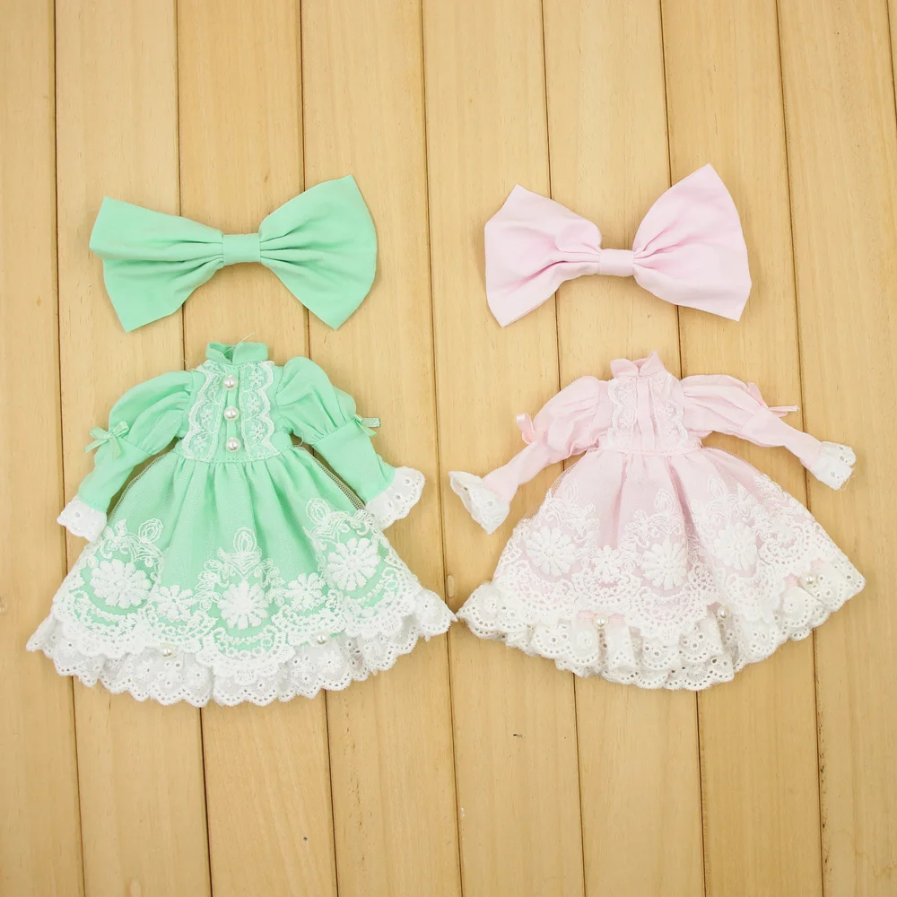 

Clothes For 1/6 Blyth Dress With Collar Lace and Hairdress 2 Colors