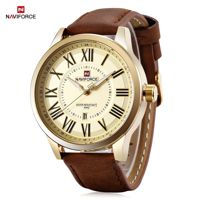 NAVIFORCE 9126 Luxury Brand Men Watches Male Quartz Watch Roman Numerals Scales Date Display