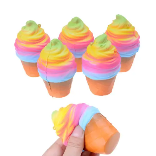 

Jumbo Rainbow Ice Cream Super Slow Rising Kawaii Bread Bun Cake Sweet Charm Scented Kid Toy Gift Phone Straps