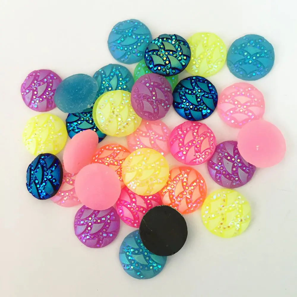 

DIY 80pcs MIX Resin AB round Rhinestone/Flat Back Appliques Scrapbooking for phone F030