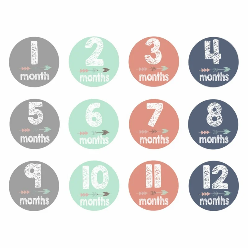 12PCS/Set Baby Month Sticker Newborn Photo Prop Stickers 1 12 Months