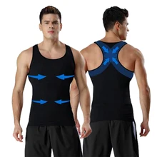 Мужское нижнее белье для похудения, рубашки для мужчин, Корректирующее белье, рубашка, Утягивающее нижнее белье, Мужская Однотонная рубашка-корсет без рукавов