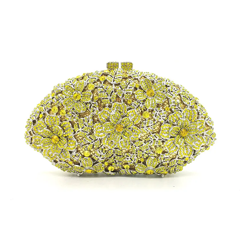 Женская Дамская сумочка для вечеринок, бриллианты, элегантные кошельки, роскошные клатчи, свадебные дизайнерские сумки-кошельки с цветами и кристаллами - Цвет: Color 10 yellow