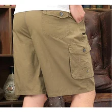 Для мужчин летние хлопчатобумажные шорты упругие талии свободные мужские шорты-карго для мужчин Повседневное короткие штаны