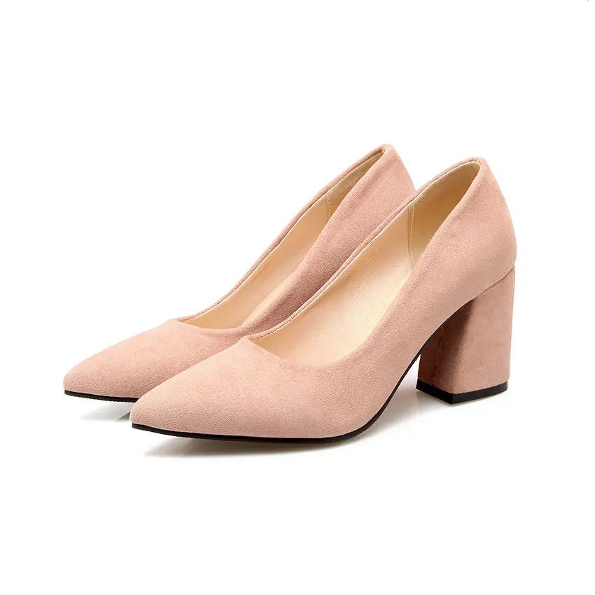 ESVEVA/ г.; женские туфли-лодочки; классические туфли на высоком квадратном каблуке; босоножки; модные элегантные туфли-лодочки с закрытым носком; женская обувь с острым носком; размеры 34-43 - Цвет: Розовый