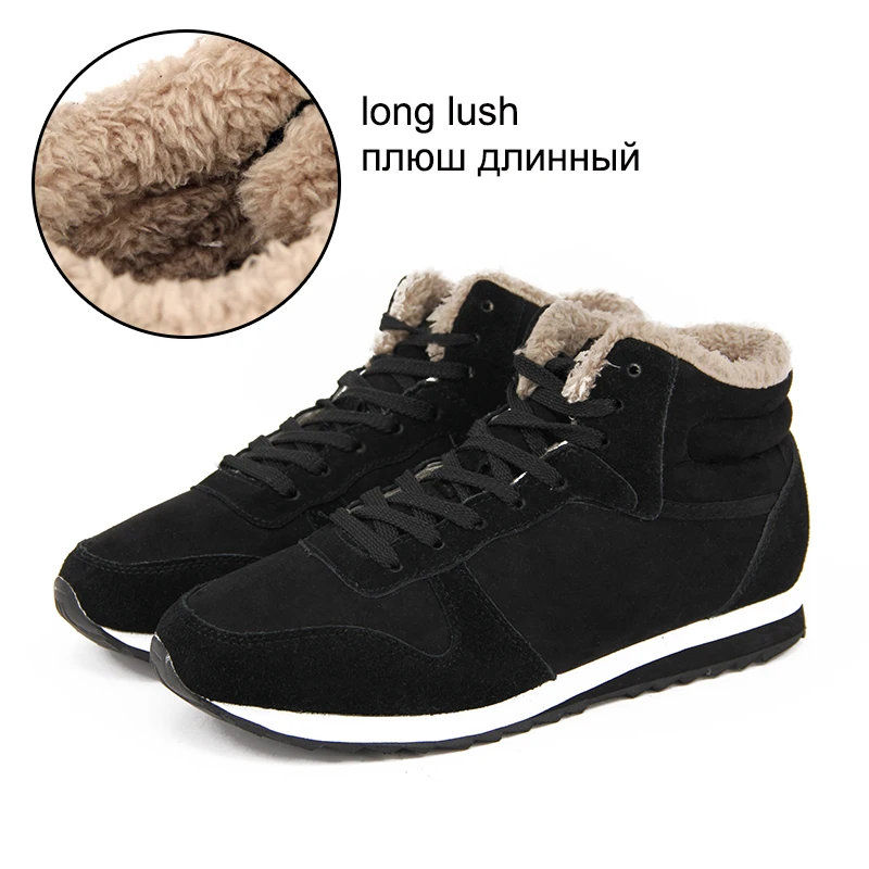 

LAKESHI 2018New Winter Men Shoes Brand Warm Men Winter Shoes Plush Lace Up Casual Shoes Men Sneakers Plus Size35 46