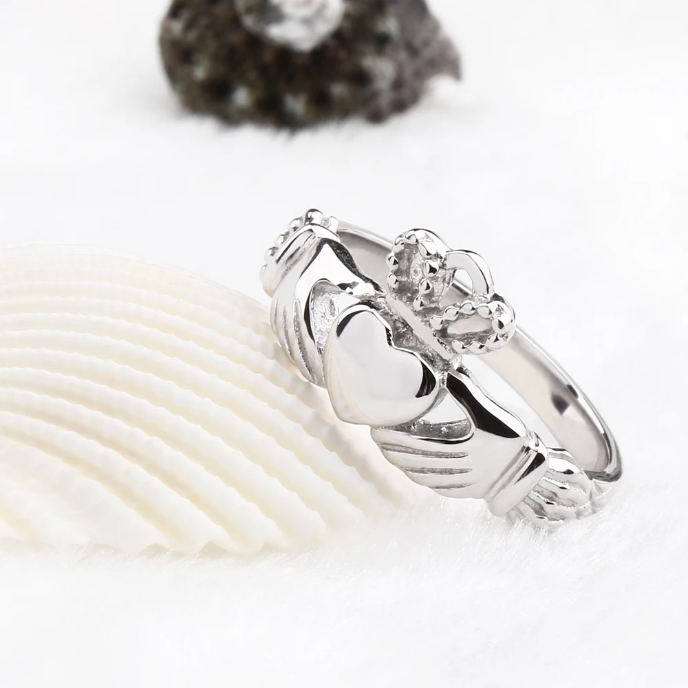 Серебряное кольцо с короной в виде сердца, женское полированное ...