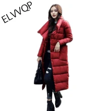 Женский пуховик, новинка, роскошный длинный пуховик, Повседневный, свободный, белый, утиный пух, пальто, толстая, теплая, негабаритная, Женская парка LF621