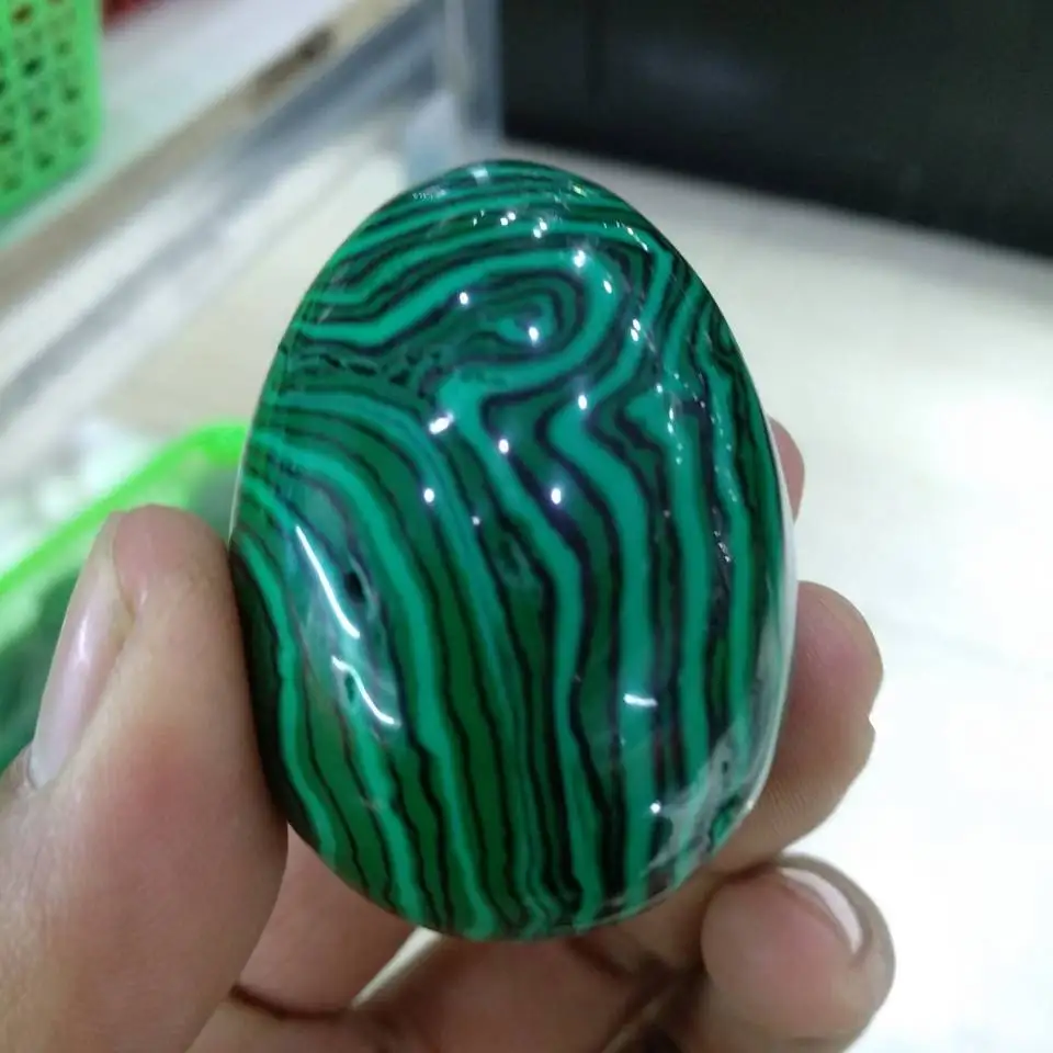 48 мм натуральный темно-зеленый малахитовый кристалл драгоценный камень сфера яйцо Congo