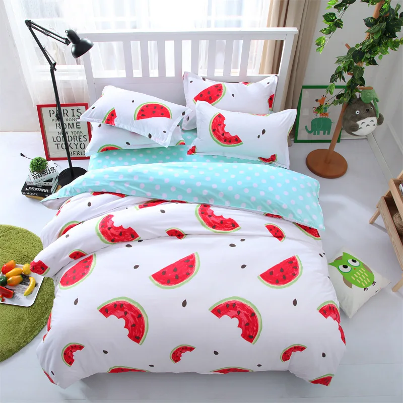 printing Watermelon Bedding set Cotton bed sheet duvet cover pillow case / edredon queen king