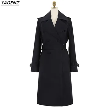 

Female Windbreaker 2017 spring Autumn New Fashion Medium Length Trench Coat Solid Color Cozy Sweet Women's Coat YAGENZ A128