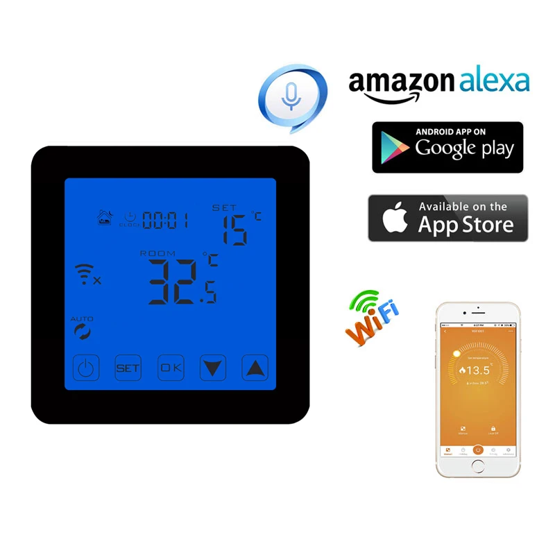 

HY08-1EW Heating System Wireless Temperature Controller Regulator APP Controlled Intelligent and Room Smart Thermostat Wifi