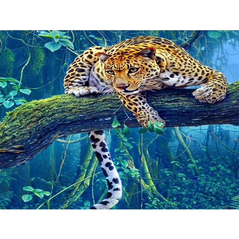 Полный картина вышитая бисером 5D животных Leopard Аватар DIY Алмазная вышивка мозаики