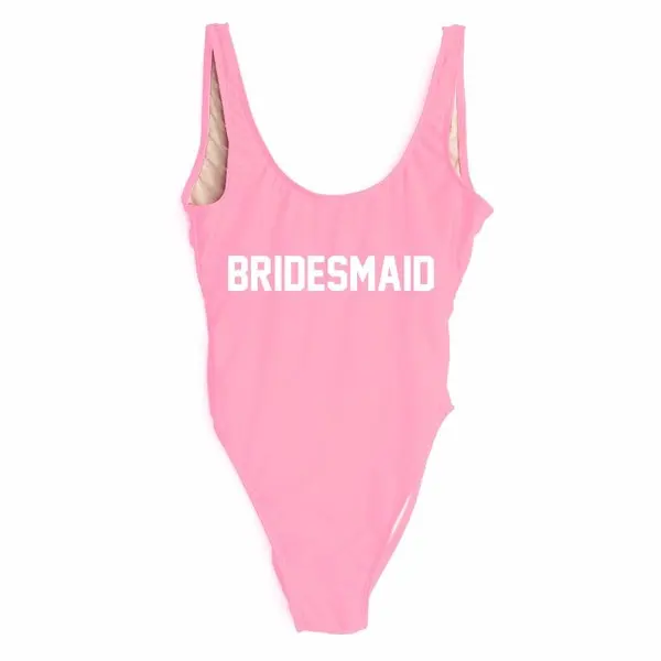 

Bridesmaid" Slogan Print One Piece Swimsuit Perfect Bridal Beach Bachelorette Parties Swimsuits MONOKINI BATHING SUIT Swimwear