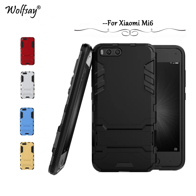 

For Xiaomi 6 Mi6 Case Slim Robot Armor Kickstand Shockproof Rugged Rubber Hard Back Case For Xiaomi 6 Mi 6 Phone Cover 5.15