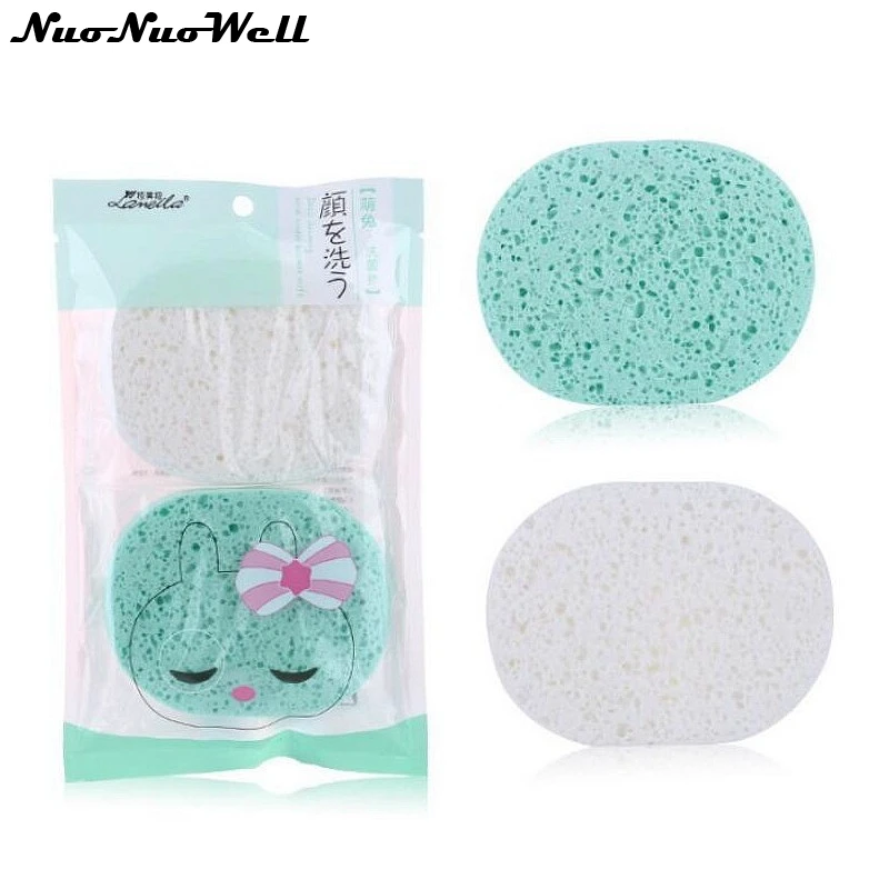2 шт./компл. Для женщин Дамы натуральное древесное волокно Лицевая ГУБКА для очистки лица Ручная стирка губка для отшелушивания спонж для очищения кожи Красота инструменты