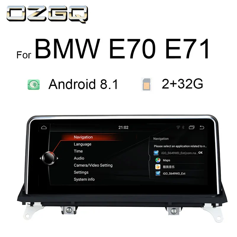 

OZGQ Touch Screen 8.1 System Car Autoradio Multimedia Player Headunits For 2007-2013 BMW X5 X6 Series E70 E71 Android Autoradio