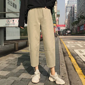 

Overalls women loose 2020 Korean version of the tide nine points beam female casual pants was thin large size feet pants QT003