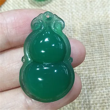 

Natural green chalcedony treasure gourd Fulu pendant pendant jade cb23#