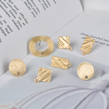 

Wholesale Trendy 15pair/lot geometry rounds/square/rectangle decoration alloy women stud earrings diy jewelry earring pendants