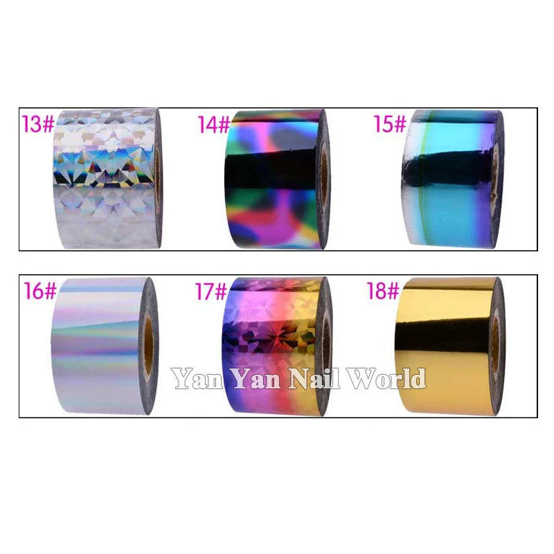 Nail Art Transfer Foil Sticker,1roll 4cmX120m Colorful Hot Aluminum Nail Wraps Decals,DIY Manicure Nail Decoration Tools