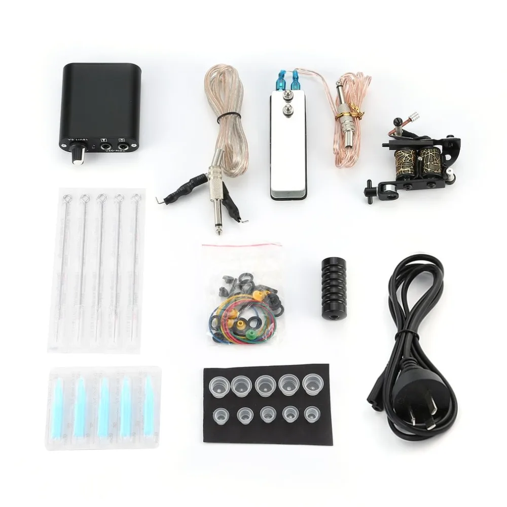 

Tattoo Complete Beginner Tattoo Kit Pro Machine Inks Power Supply Needle Grips Tips Tatto Accessories Basic Set