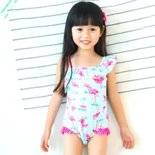 Милый тайский купальный костюм для девочек от 1 до 12 лет Цельный купальник с рисунком птицы, гофрированный купальный костюм