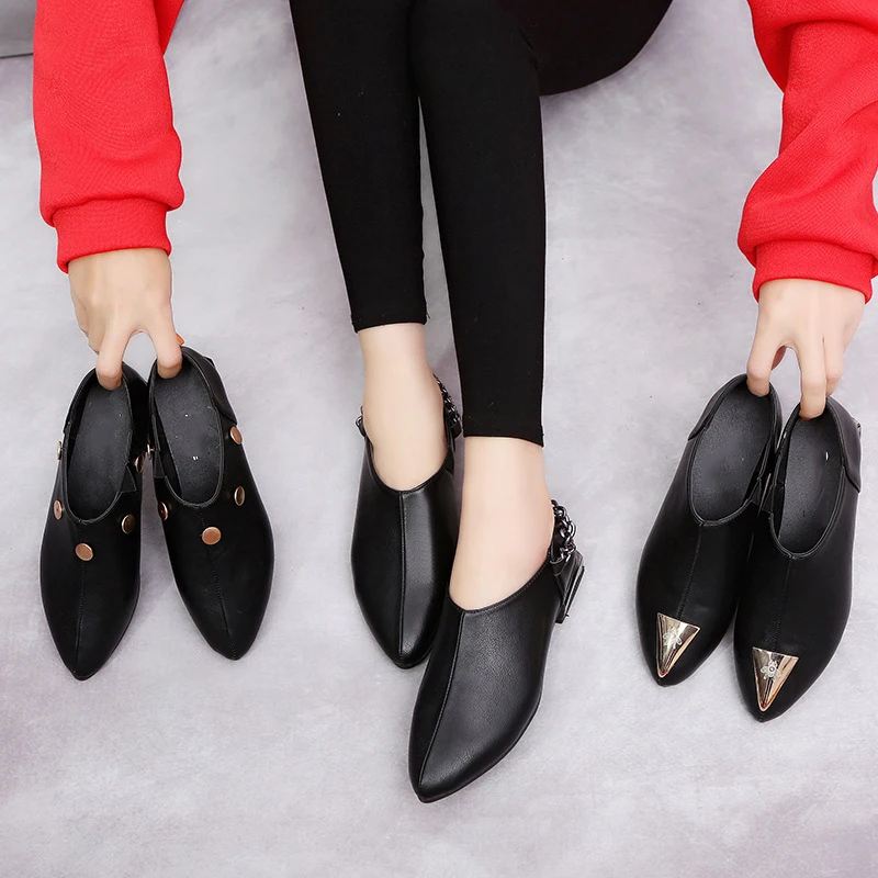 

2018 Woman Casual Shoes Female Spring Ladies's Single Shoes New Fashion Flat European Style Pointed Toe