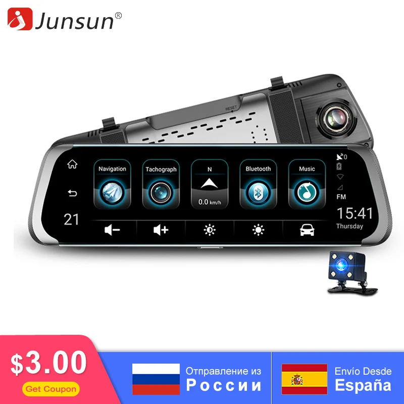 Junsun 10 &quot3g DVR регистраторы поток зеркало заднего вида Full HD 1080 P 25fps 140 градусов Android