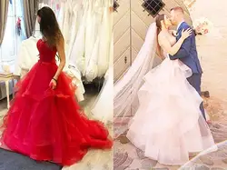 Новое поступление вырез сердечком тюль кружево до Длинные свадебные платья 2019 Пышное Бальное Платье без рукавов длиной до пола свадебное