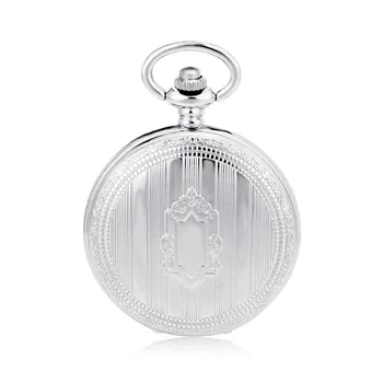 

Vintage Silver Classic Watches Half Hunter Black Dial Mens Hand Winding Mechanical Pocket Watch Steampunk Women Watch Gifts