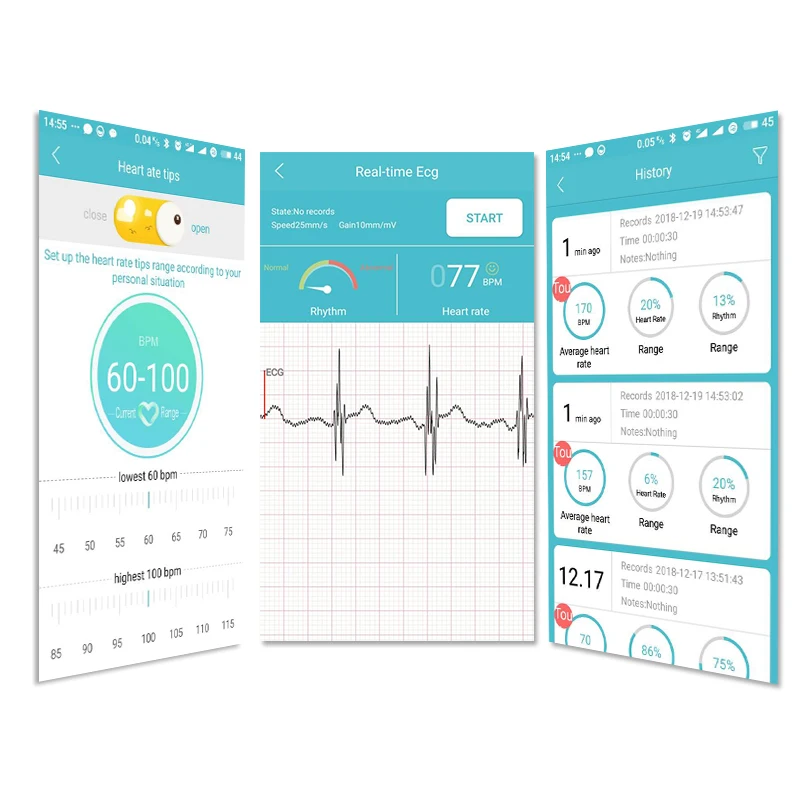 Billige Tragbare Mini tragbare EKG Monitor Messung Maschine Realen zeit herz Unterstützung Elektrode Holter Für Android oder IOS Gesundheit pflege