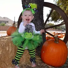 Хлопковый комбинезон с длинными рукавами для новорожденных девочек+ юбка-пачка+ гетры, комплект одежды, костюмы на Хэллоуин наряды комплект костюм