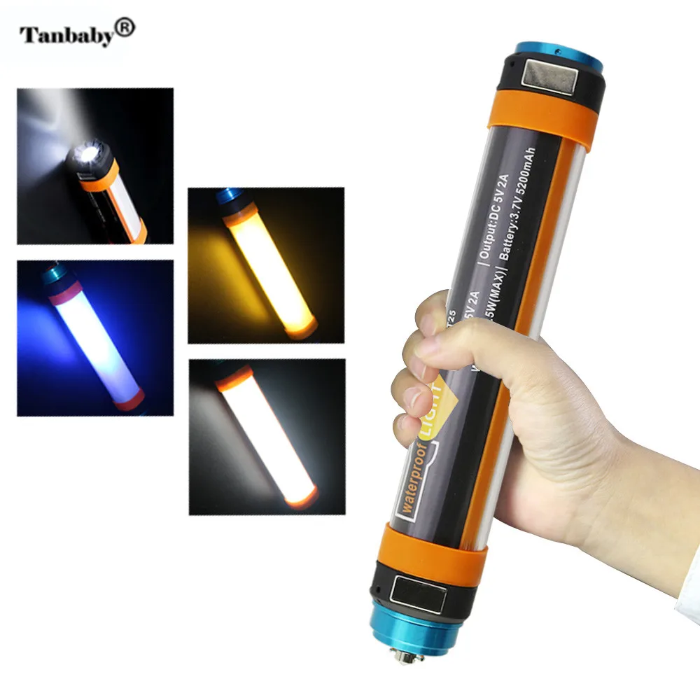 Tanbaby Portable Outdoor Camping Flashlight IP68 Waterproof Rechargeable Battery font b Powerbank b font SOS Emergency