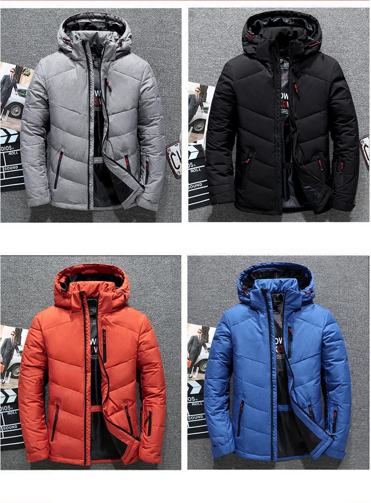 MIACAWOR New Brand Down Jacket Men Warm Winter Jacket Hooded Duck Down Coat Casual Men Parkas Windbreaker Outerwear J637