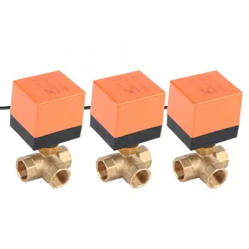 

Yellow Motorized Ball Valve DN20 3/4" 3-Way Brass Motorized Ball Valve T Type Electrical AC 24V/110V/220V