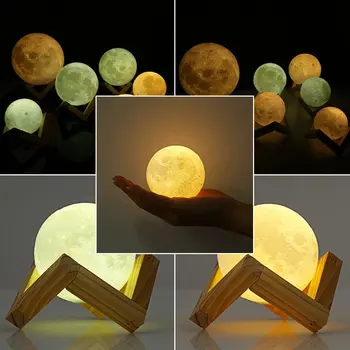 

15CM 3D Magical LED Luna Night Light Moon Lamp Desk USB Charging Touch Control