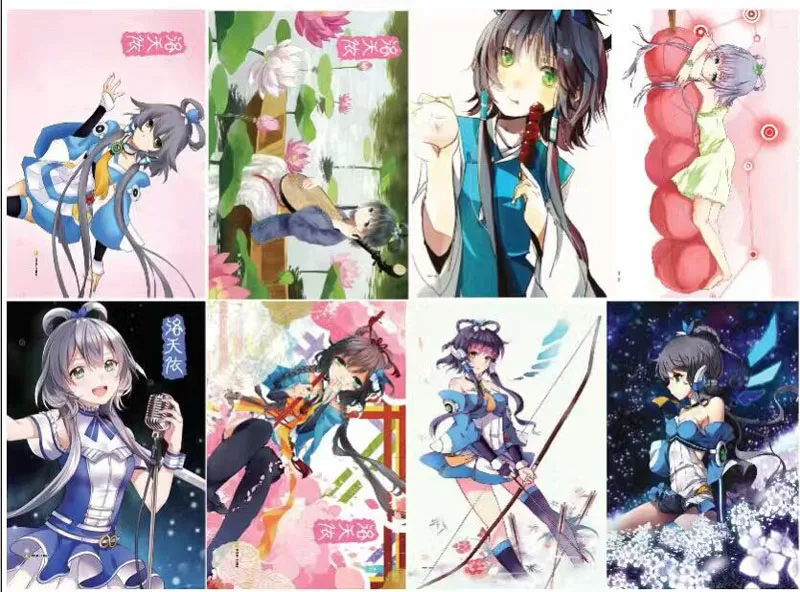 8 шт./компл. Luo Tianyi постер Аниме Vocaloid серия фигурка Косплей наклейка на стену