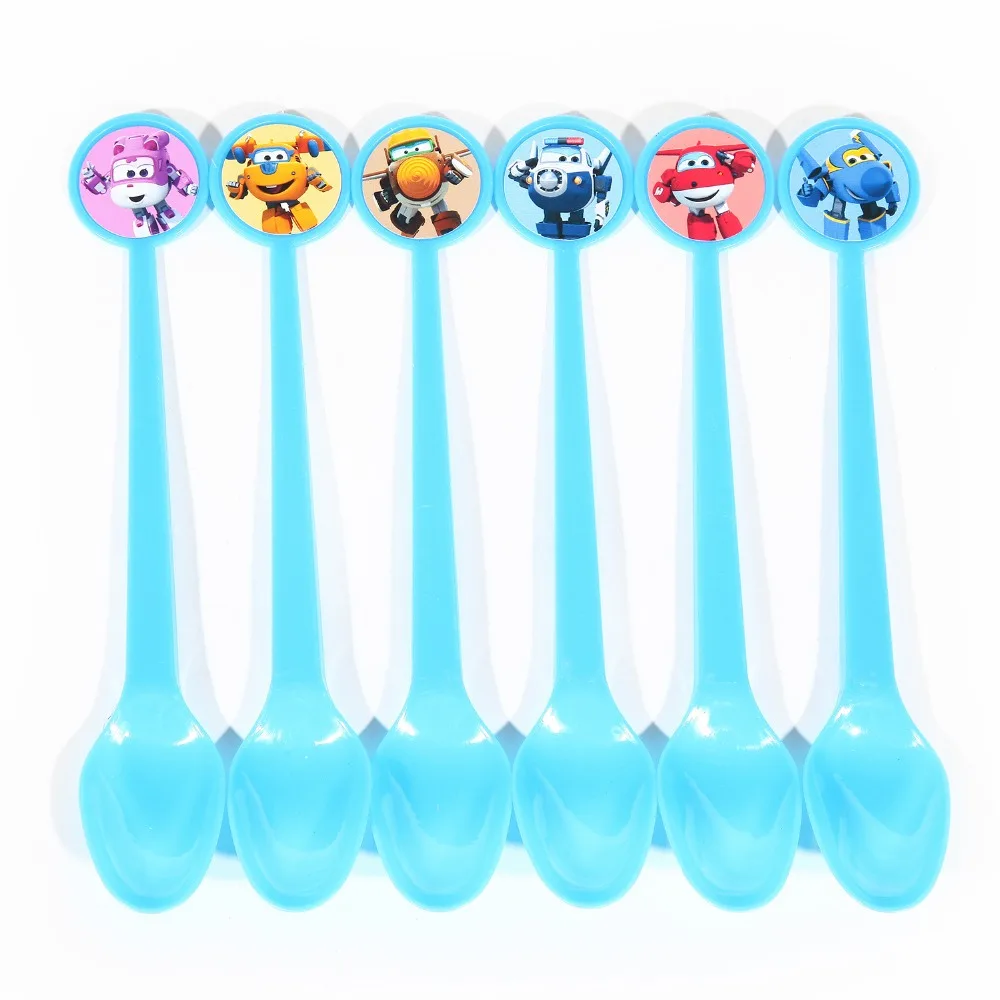 

6pc/lot Wholesale Super wings Theme Plastic Spoon Party decorations Baby Happy Birthday wedding event party supplies for kids