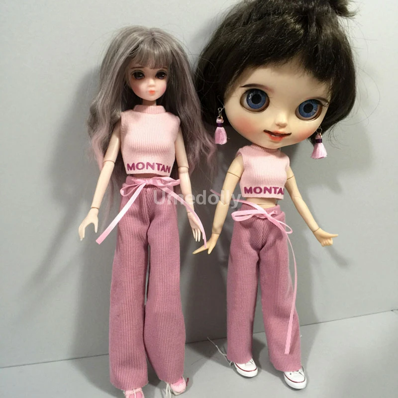 1 комплект модный розовый жилет и широкие брюки для Blyth Barbies кукла licca штаны