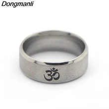 P1800 Dongmanli 2018 nuevo estilo Punk 316L Acero inoxidable hombres India OM Yoga motorista anillo Color plata joyería regalos Vintage