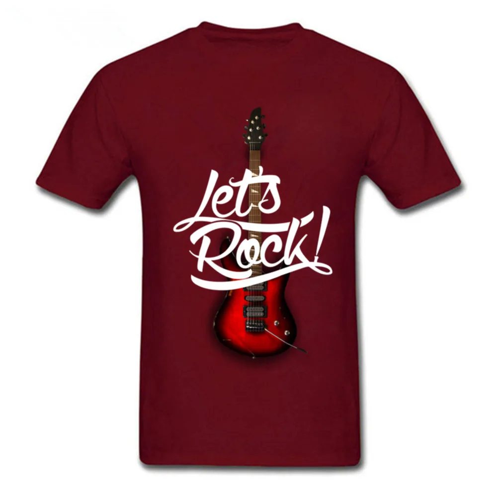 Рок футболка Мужская Гитара Бас Let's Rock на заказ короткий рукав для вечеринки